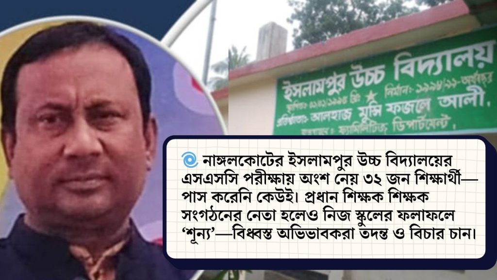 শিক্ষক নেতার নেতৃত্বে ধস! কুমিল্লার স্কুলে ৩২ পরীক্ষার্থীর সবাই ফেল
