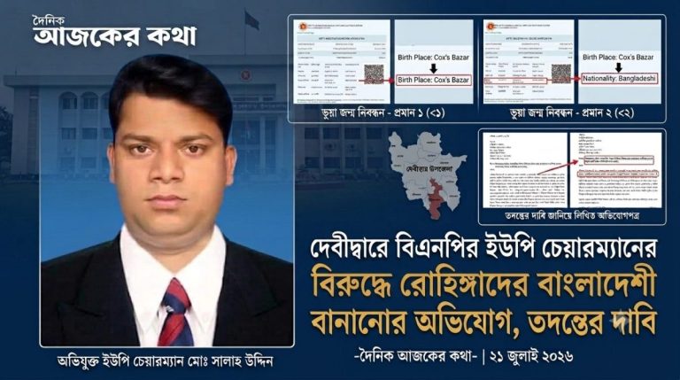 দেবীদ্বারে বিএনপির ইউপি চেয়ারম্যান ও সচিবের বিরুদ্ধে ৯ লাখ টাকার জন্মসনদ কেলেঙ্কারির অভিযোগ