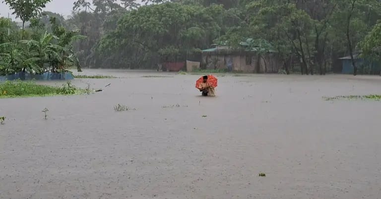 টানা বৃষ্টি ও অস্বাভাবিক জোয়ারে হাতিয়ার বিস্তীর্ণ এলাকা প্লাবিত, দুর্ভোগে লাখো মানুষ