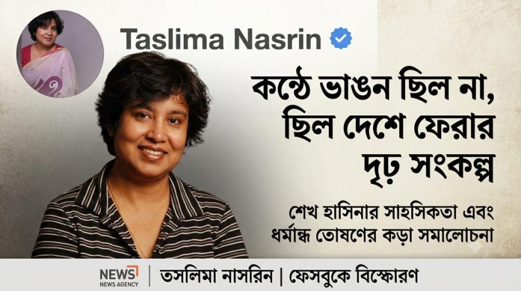 ‘ফেরার অঙ্গীকারে প্রশংসা, ধর্মান্ধ তোষণে তীব্র আঘাত’—শেখ হাসিনাকে নিয়ে তসলিমা নাসরিনের বিশ্লেষণ 1 ‘ফেরার অঙ্গীকারে প্রশংসা, ধর্মান্ধ তোষণে তীব্র আঘাত’—শেখ হাসিনাকে নিয়ে তসলিমা নাসরিনের বিশ্লেষণ
