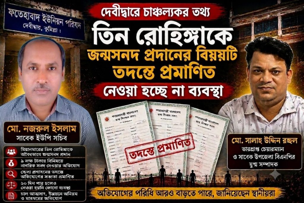 দেবীদ্বারে তিন রোহিঙ্গাকে জন্মসনদ দেওয়ার অভিযোগ তদন্তে প্রমাণিত, ২০ দিনেও ব্যবস্থা নেই