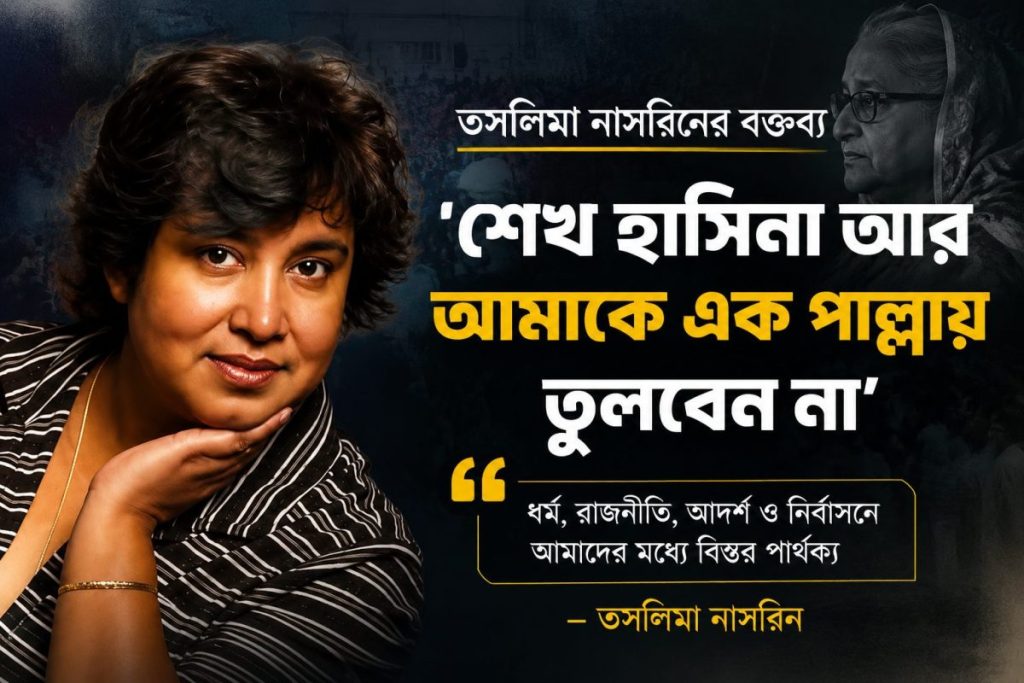 ‘শেখ হাসিনা আর আমাকে এক পাল্লায় তুলবেন না’: তসলিমা নাসরিন