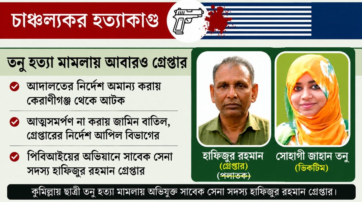তনু হত্যা মামলায় ফের গ্রেপ্তার সাবেক সেনাসদস্য হাফিজুর
